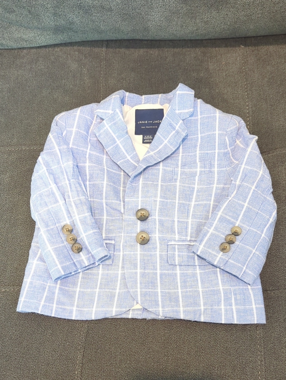 Janie and Jack Light Blue Windowpane Blazer